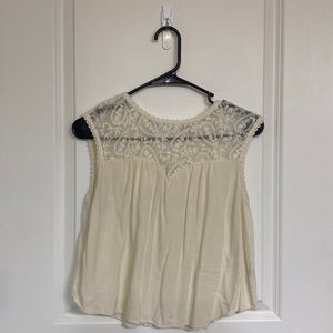 MINE cream lace tank top, size small